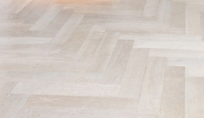 before and after Herringbone floor sanding and polishing in a hallway, Ferndale