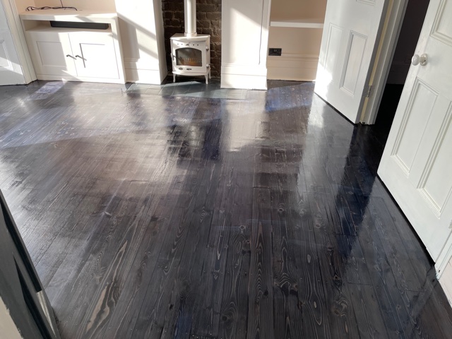 Dark oak staining and oiling in a house, Fulham